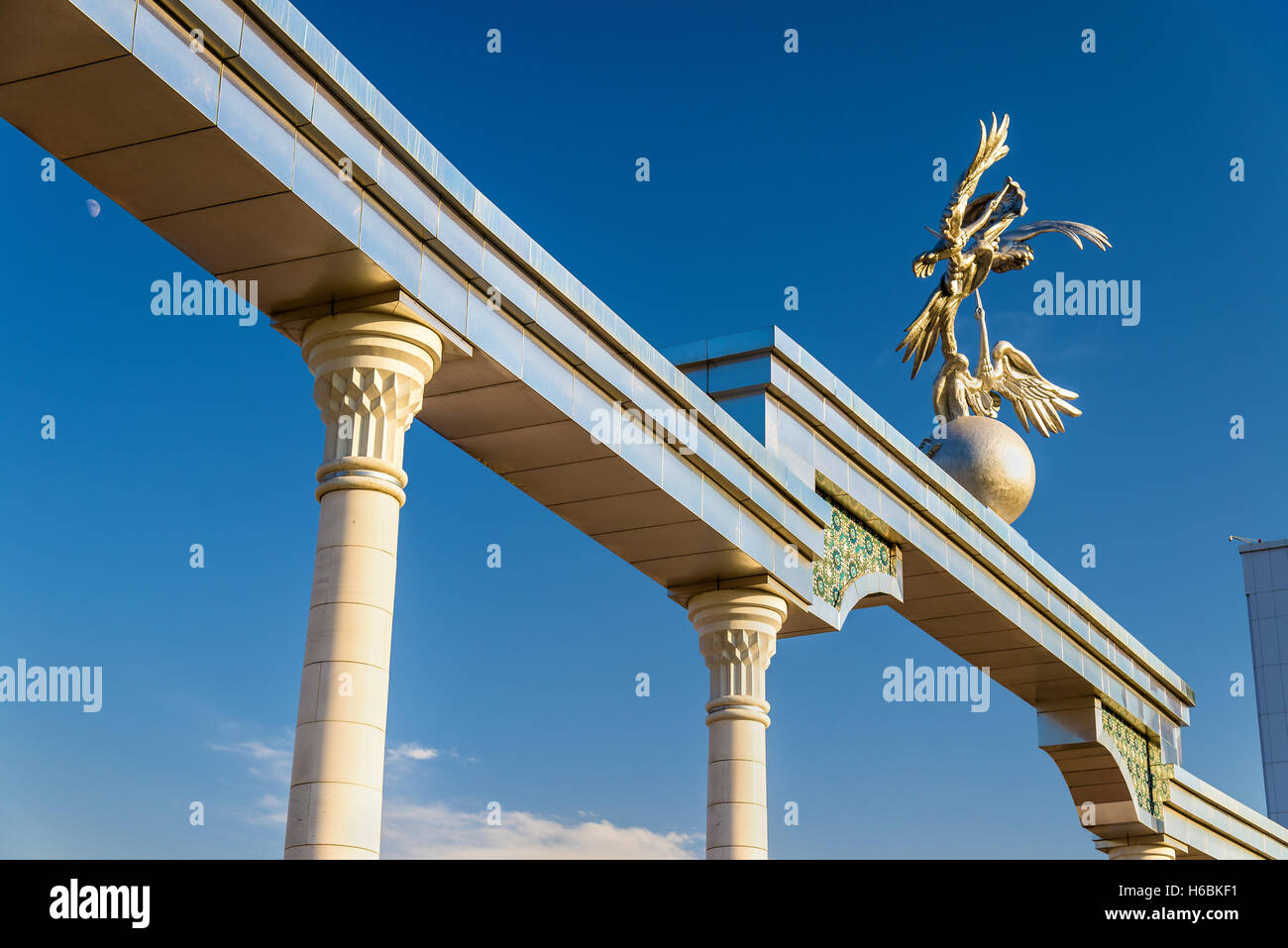 Ezgulik Arch on Independence Square in Tashkent, Uzbekistan. Stock Photo