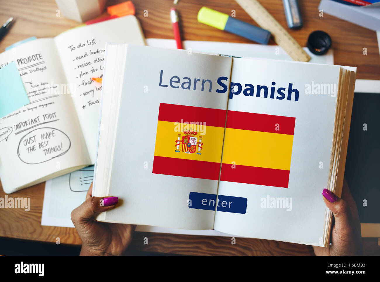 Learn Spanish Language Online Education Concept Stock Photo