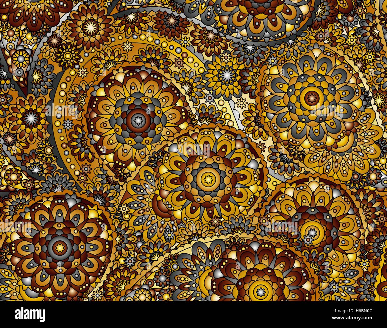 Vector flower paisley seamless ethnic pattern element. Elegant texture ...