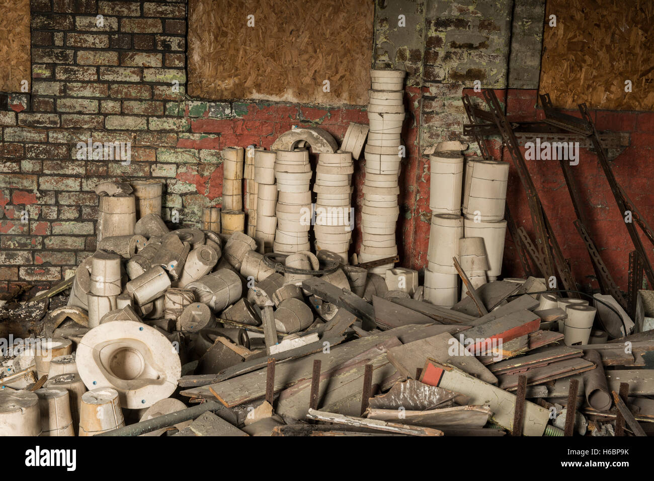 Ceramic Molds On Racks In Factory. Stock Photo, Picture and