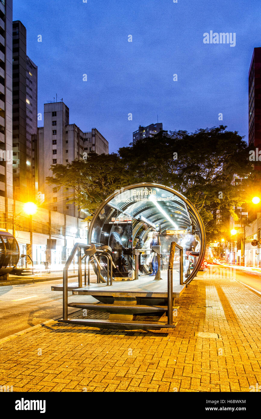 Tube bus stop. Curitiba, Parana, Brazil. Stock Photo
