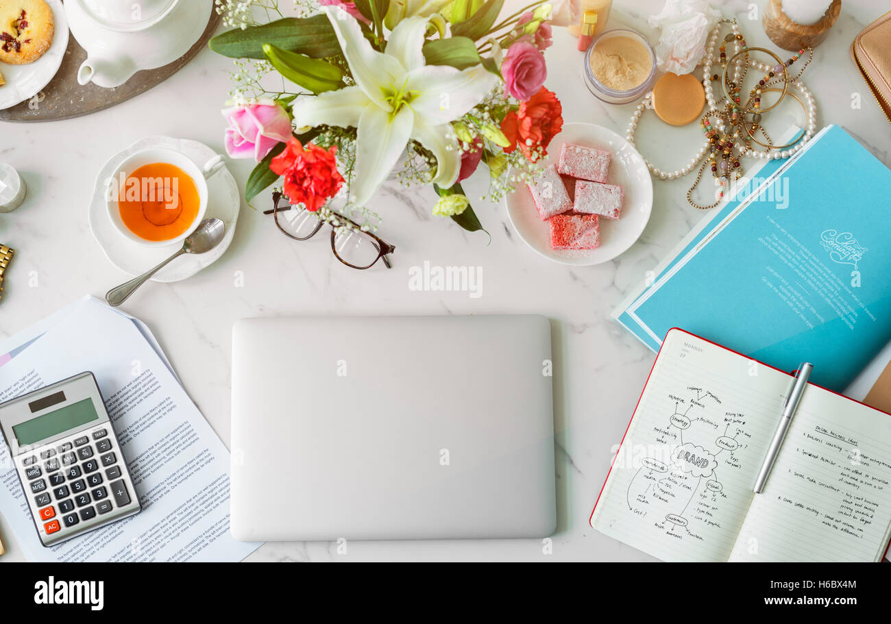 Laptop Working Home Nature Concept Stock Photo Alamy