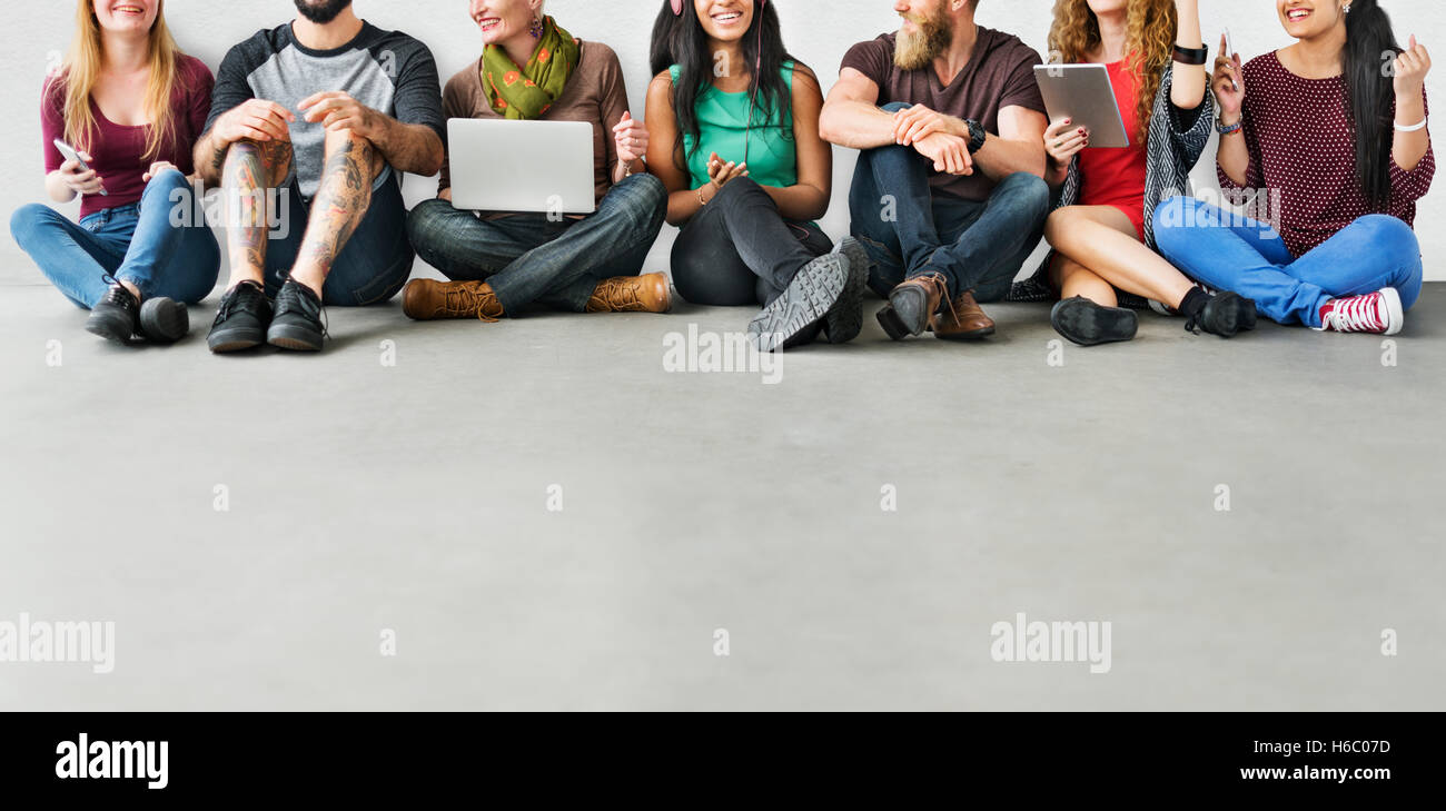 Diverse Group of People Community Togetherness Technology Concept Stock ...