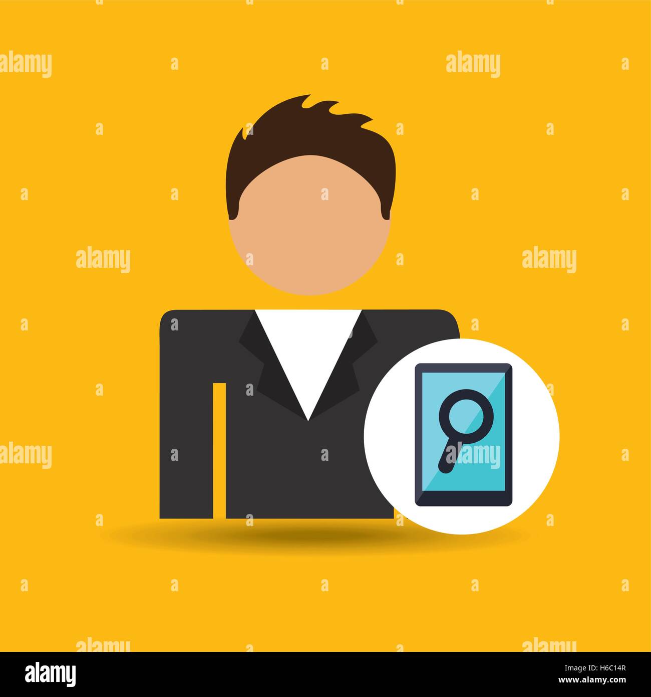 character man smartphone search icon Stock Vector Image & Art - Alamy