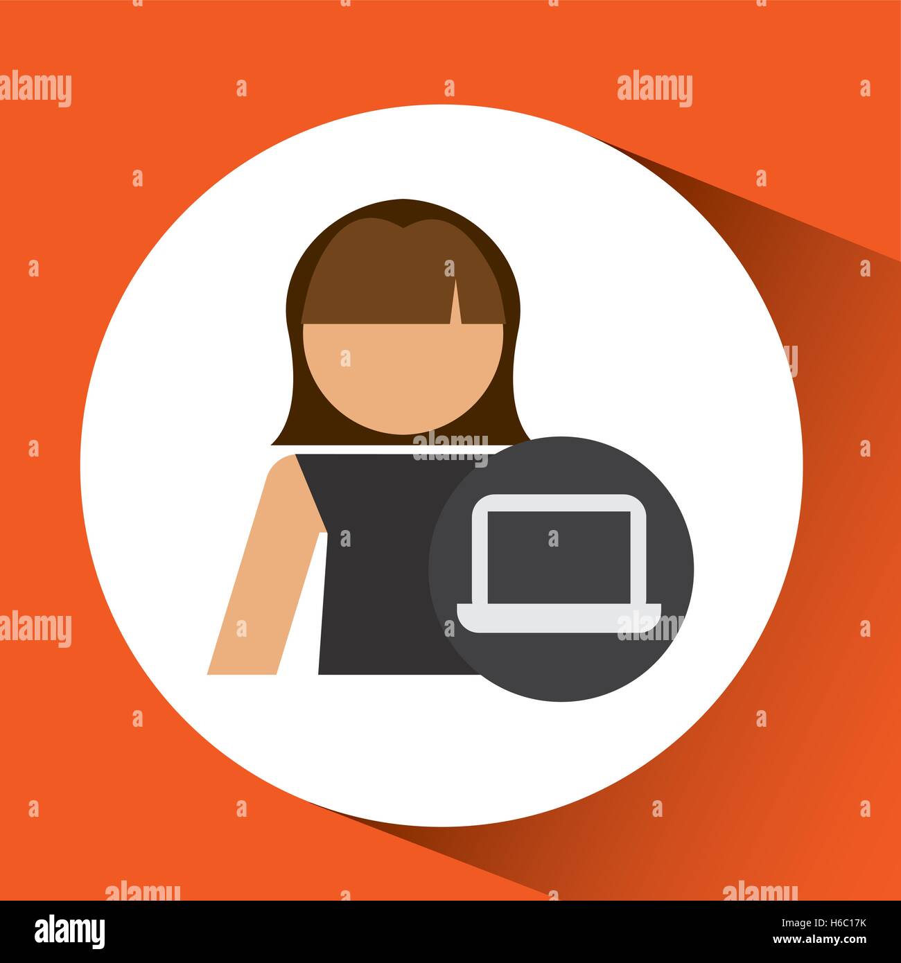 character female laptop technology icon design Stock Vector Image & Art ...