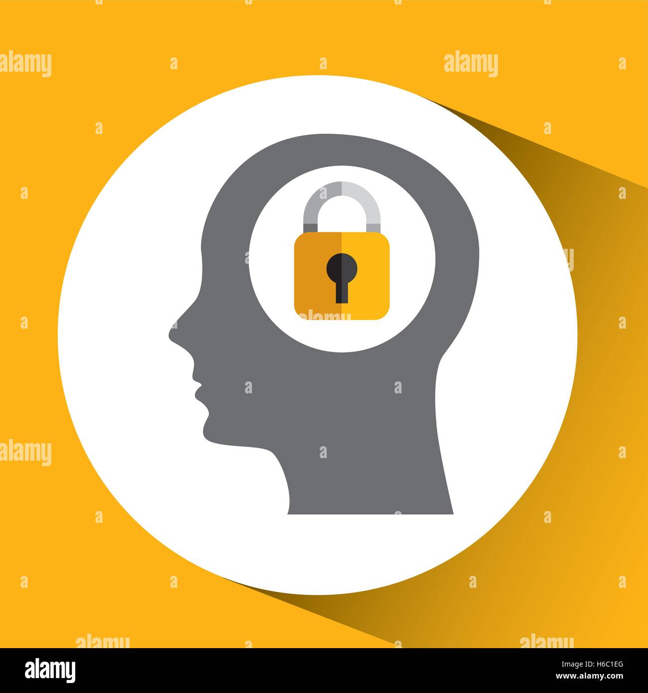 silhouette head with padlock security icon Stock Vector Image & Art - Alamy