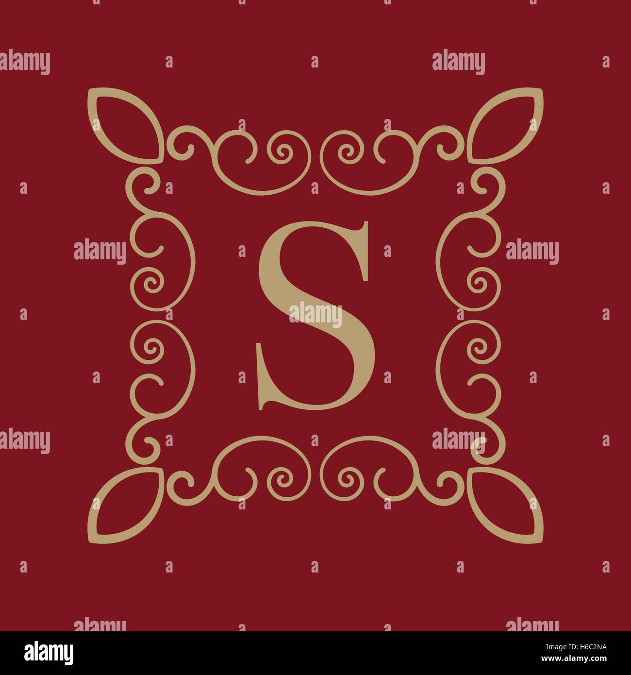Monogram letter S. Calligraphic ornament. Gold. Retro, Business and ...