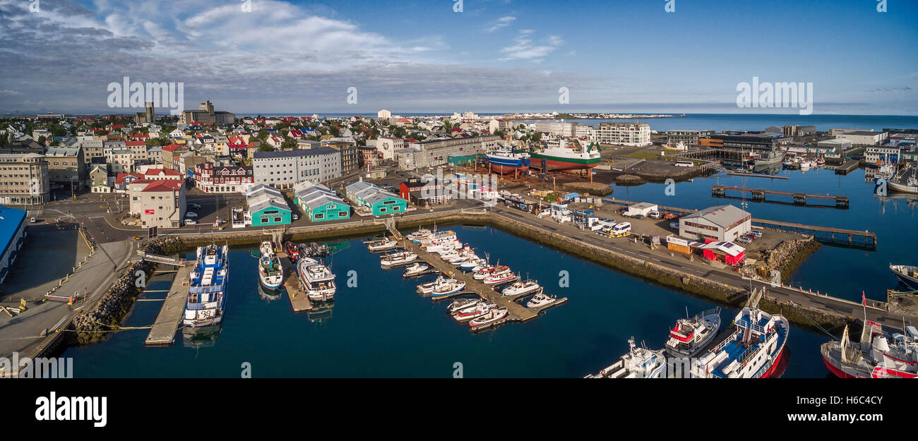 Top view of Reykjavik Harbor, Reykjavik Stock Photo