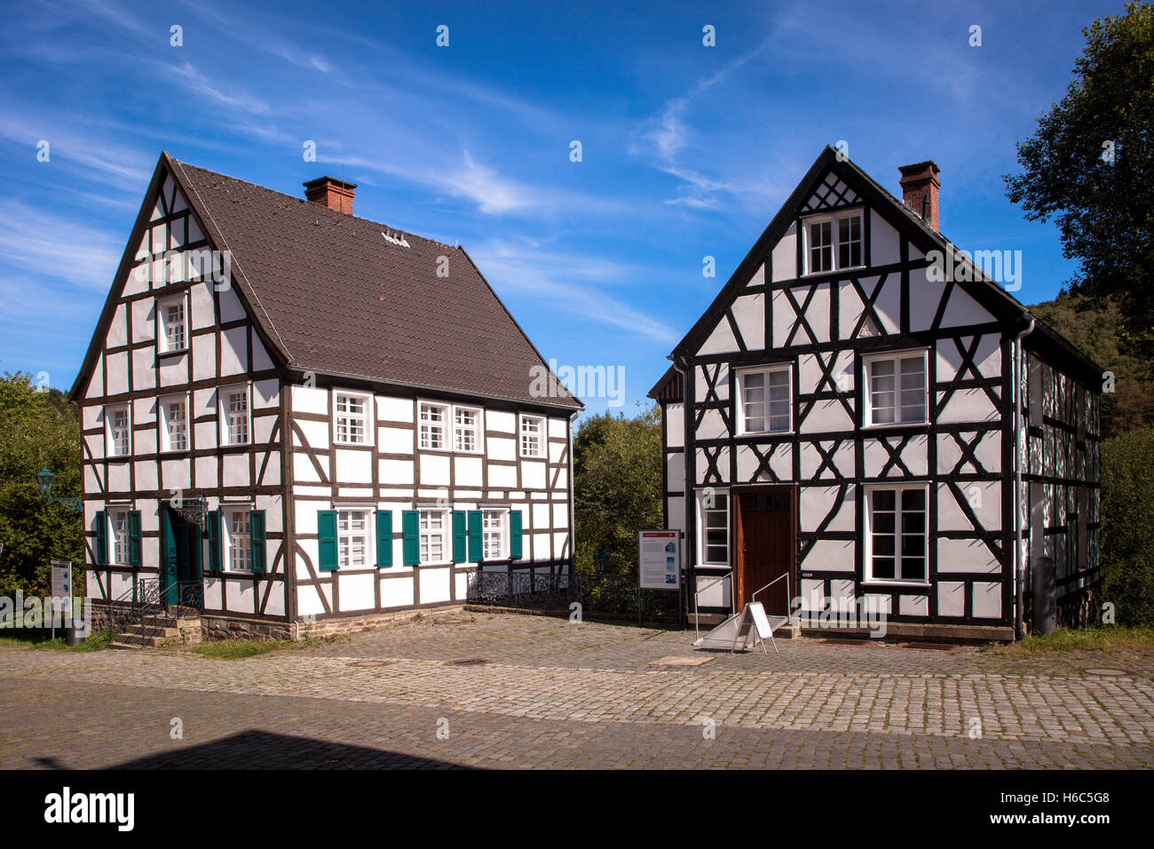 Germany, North RhineWestphalia, Hagen, Hagen Openair Museum, halftimbered houses Stock Photo
