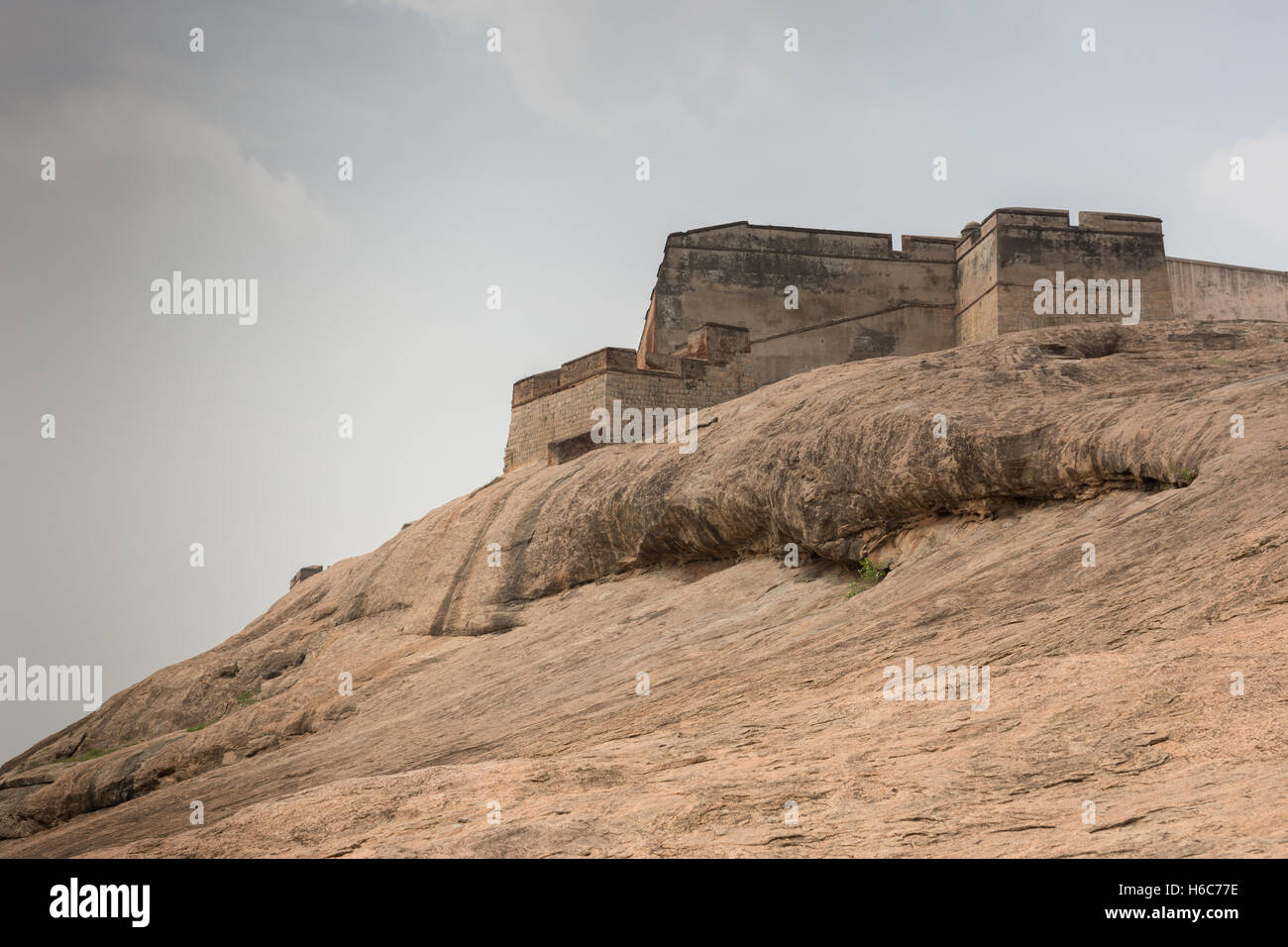 Rampart of historic Dindigul Rock Fort. Stock Photo
