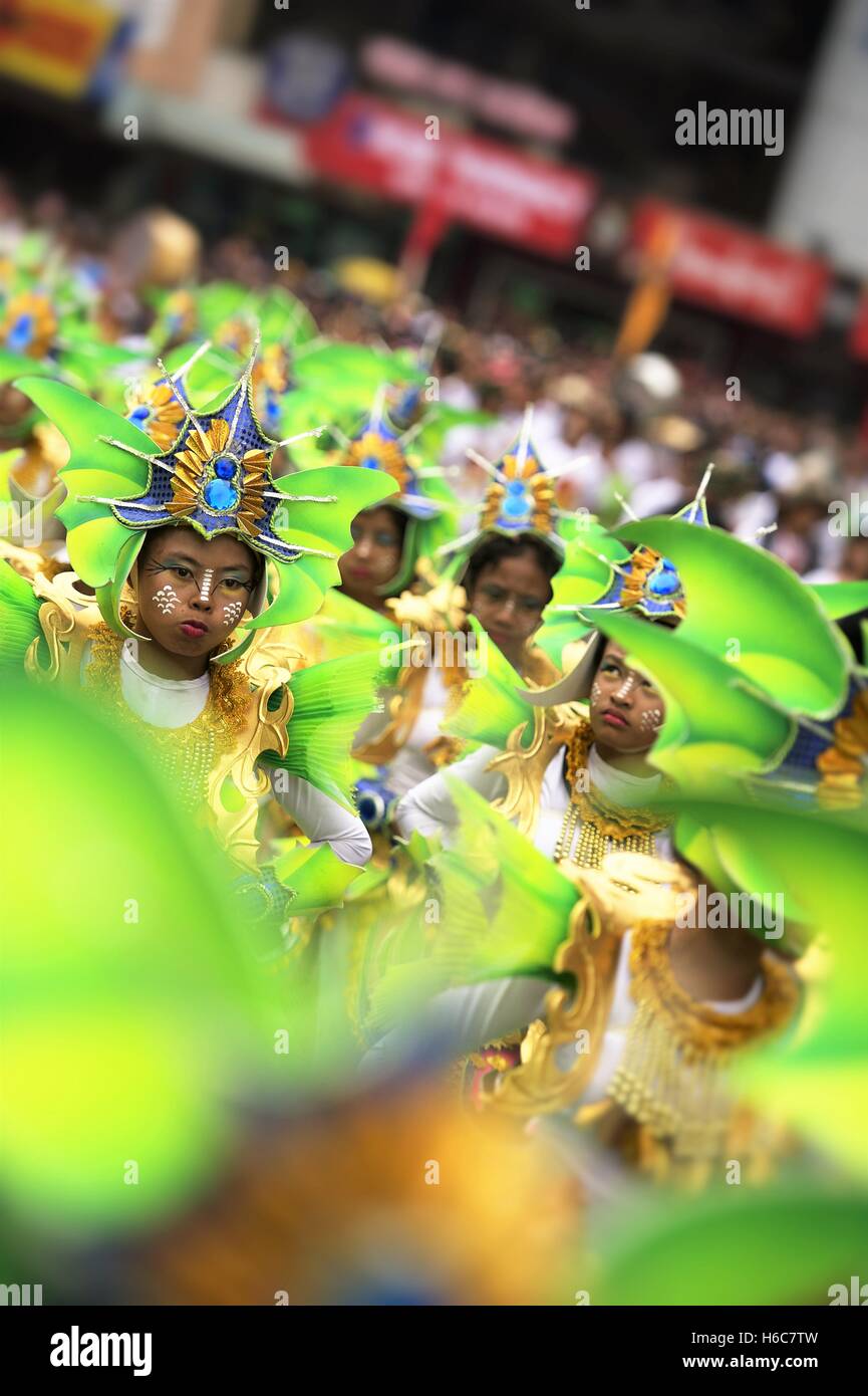 Philippines Cebu Cebu City Sinulog festival. Dancers in the street parade which takes place every year in January. Stock Photo