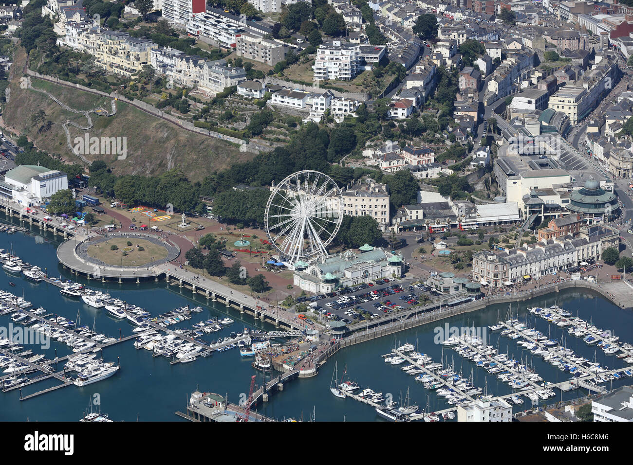 Aerial view of Torquay including the Torbay Hotel and Big Wheel Stock Photo
