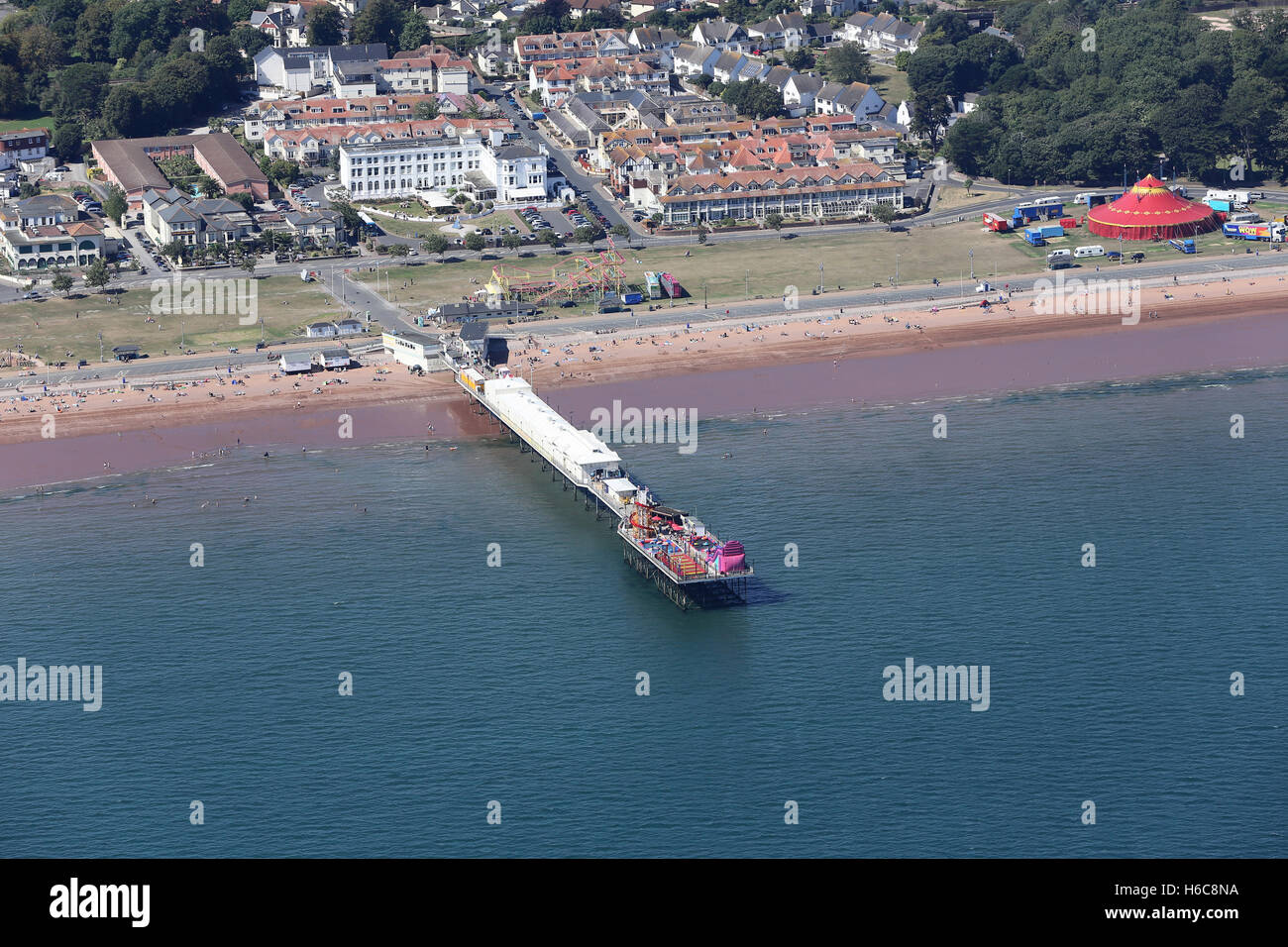 Aerial view of Paignton and its Pier Stock Photo