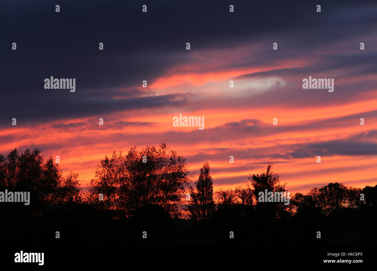 A beautiful English autumnal sunset Stock Photo