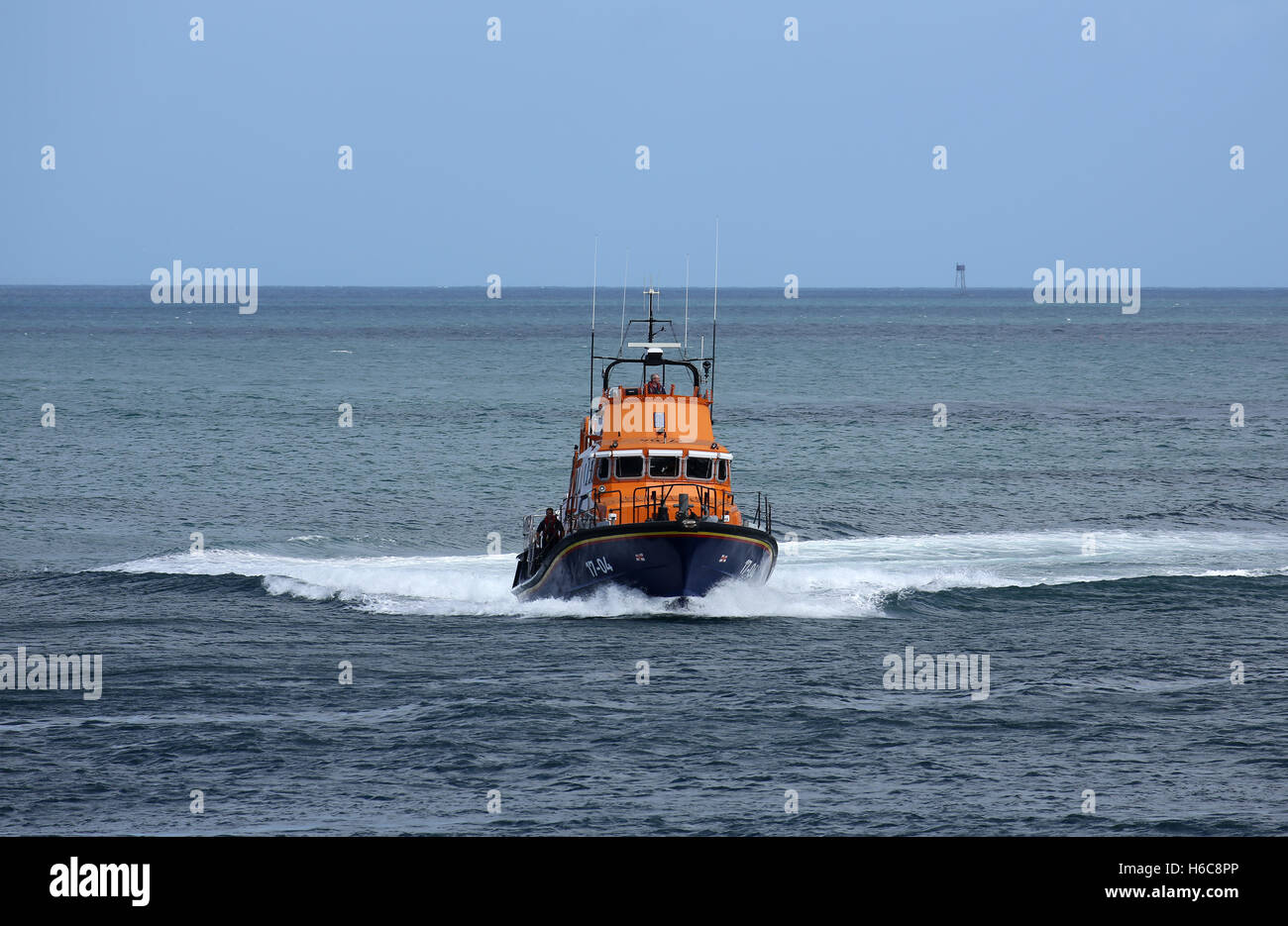 Guernsey Lifeboat returns to the harbour Stock Photo