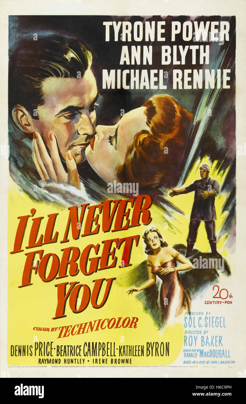 I'LL NEVER FORGET YOU 1951 20th Century Fox film with Ann Blyth and Tyrone Power Stock Photo