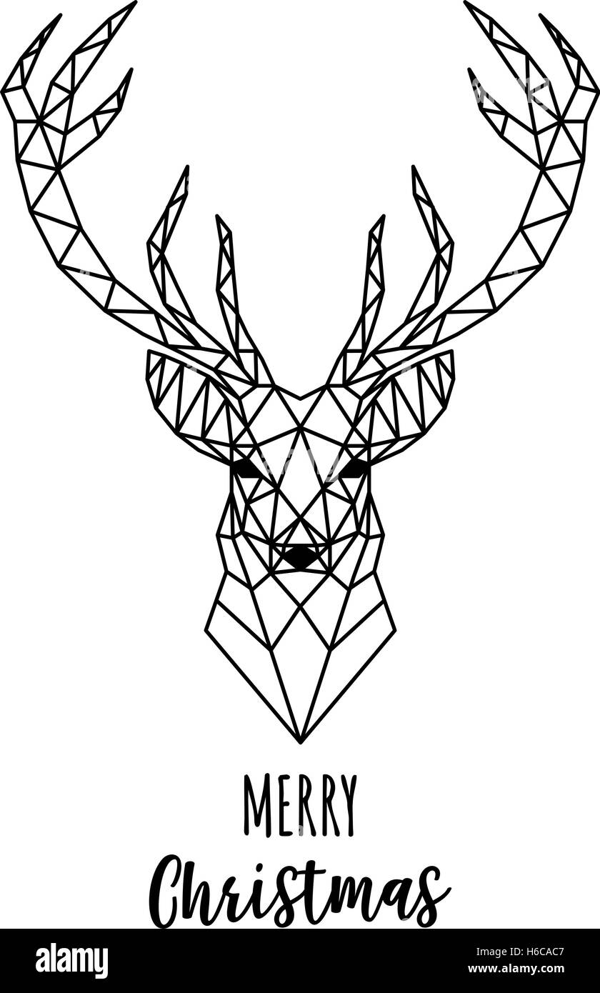 Christmas card with geometric reindeer head, vector illustration Stock Vector