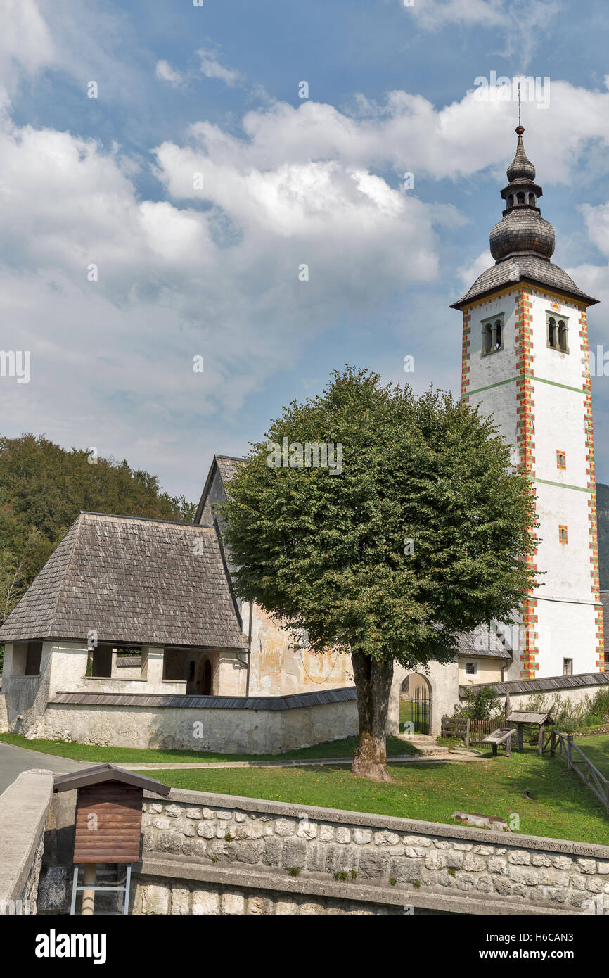 St John church on the Bohinj lake, Julian Alps in Slovenia Stock Photo ...
