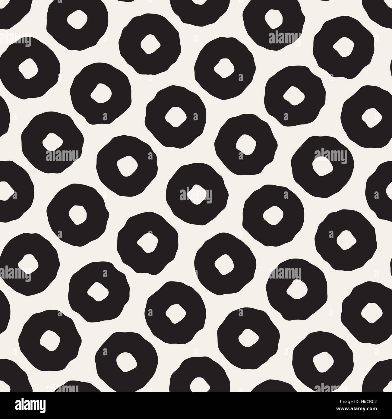 Vector Seamless Black and White Hand Drawn Concentric Circles Pattern ...