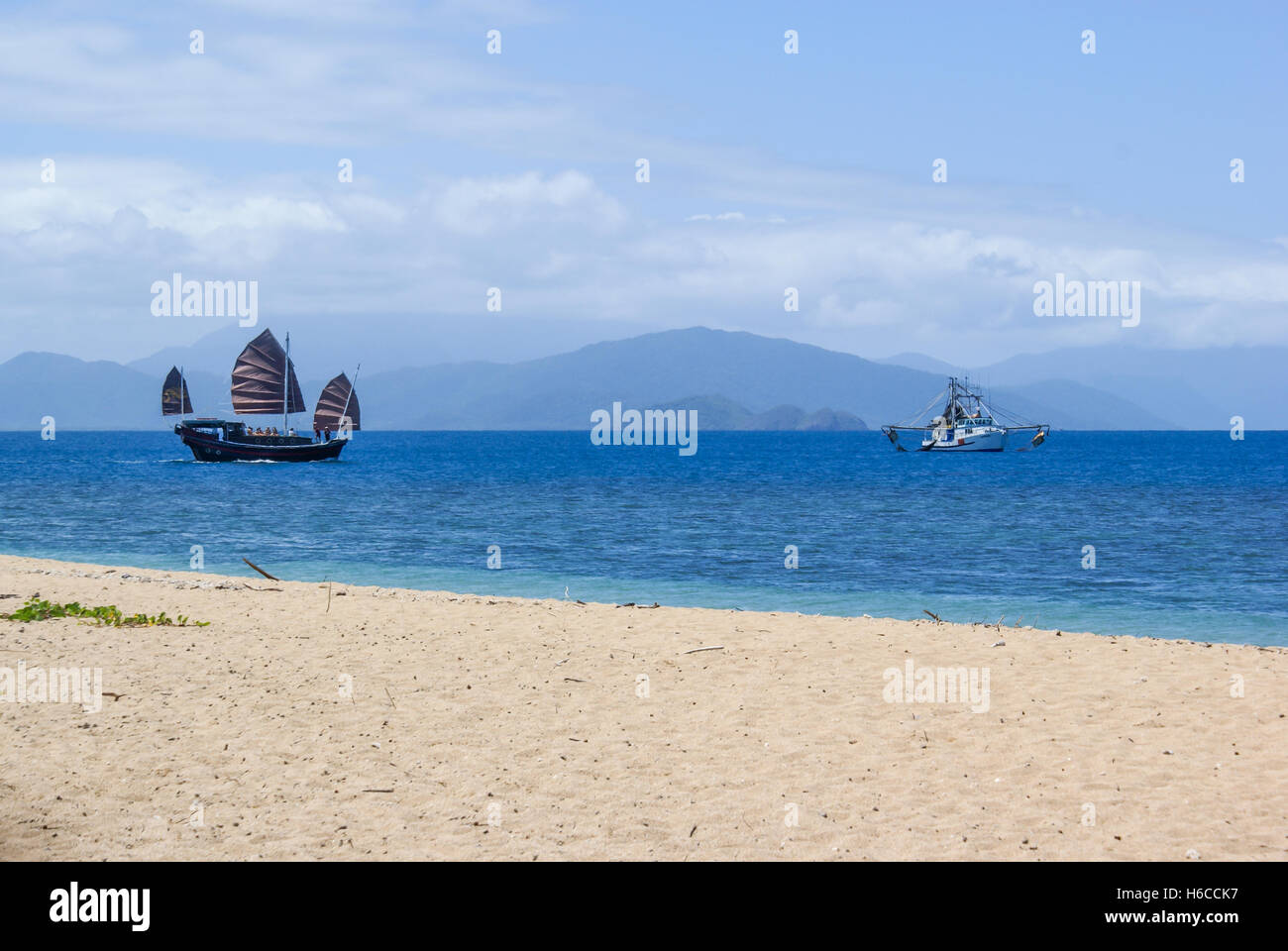 Sailing and fishing boats in Tropical North Queensland Stock Photo