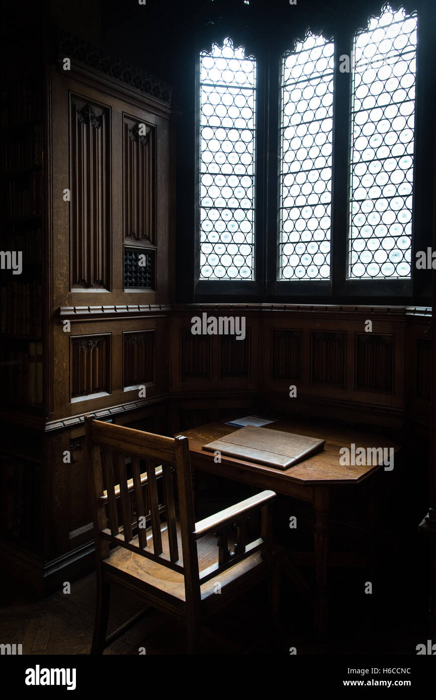 Vintage  private office  reading  room with stained windows Stock Photo