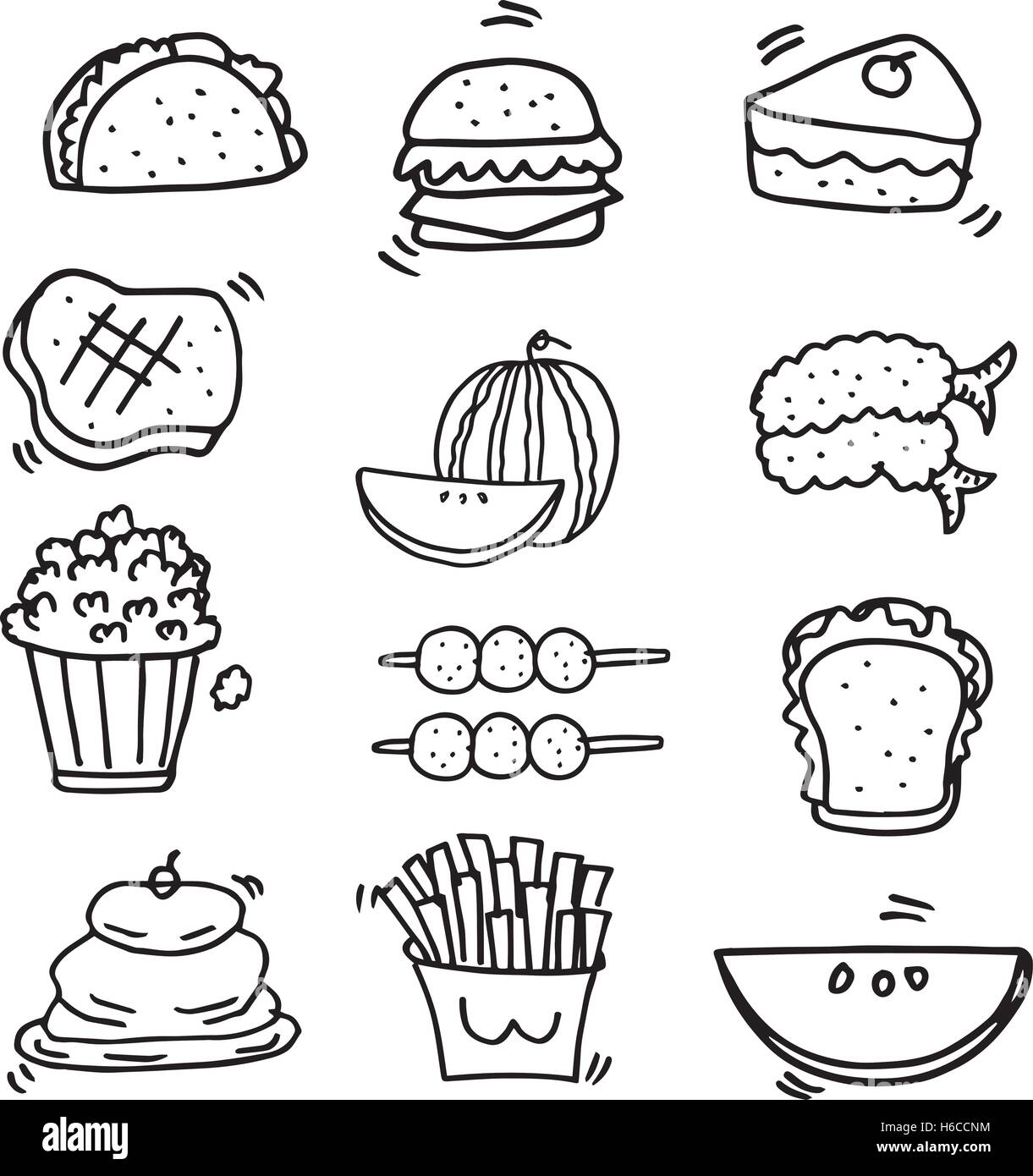 Doodle of food element set vector art Stock Vector Image & Art Alamy