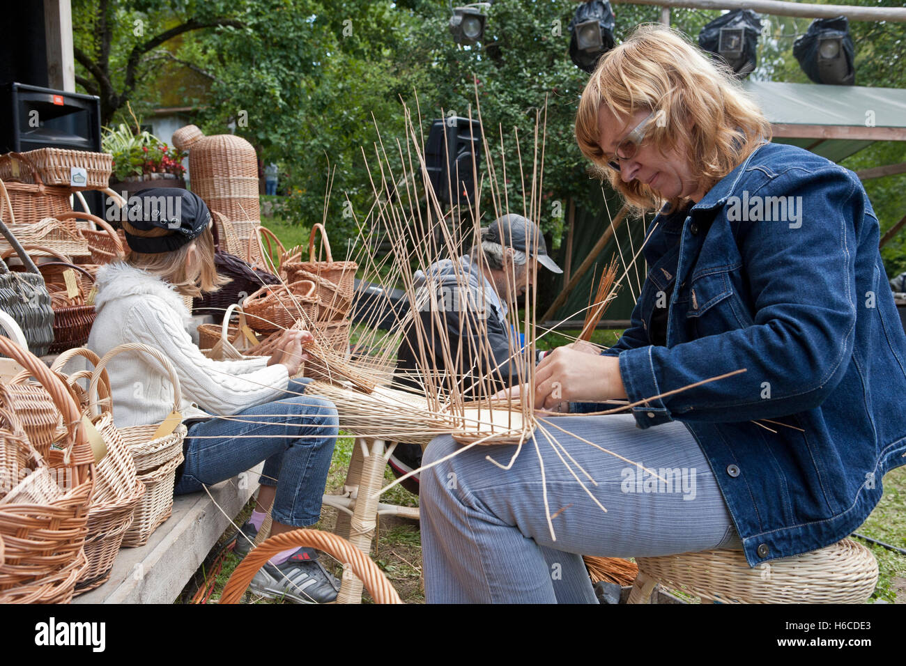 Basket weaving or basketmaking process in Lielupes Ikskile area Latvia Stock Photo Alamy