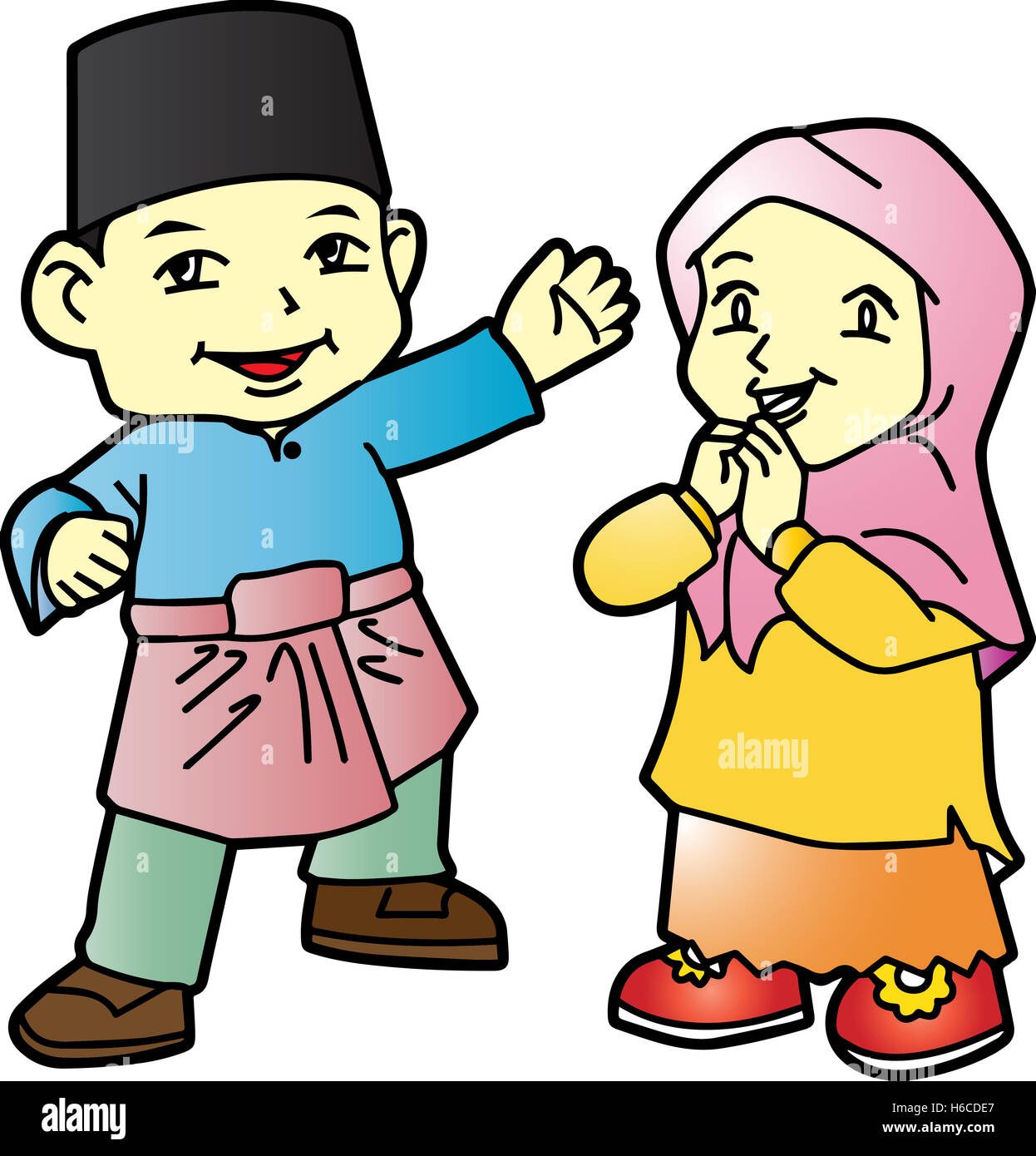 Melayu children in Patani -02, cartoon Stock Photo