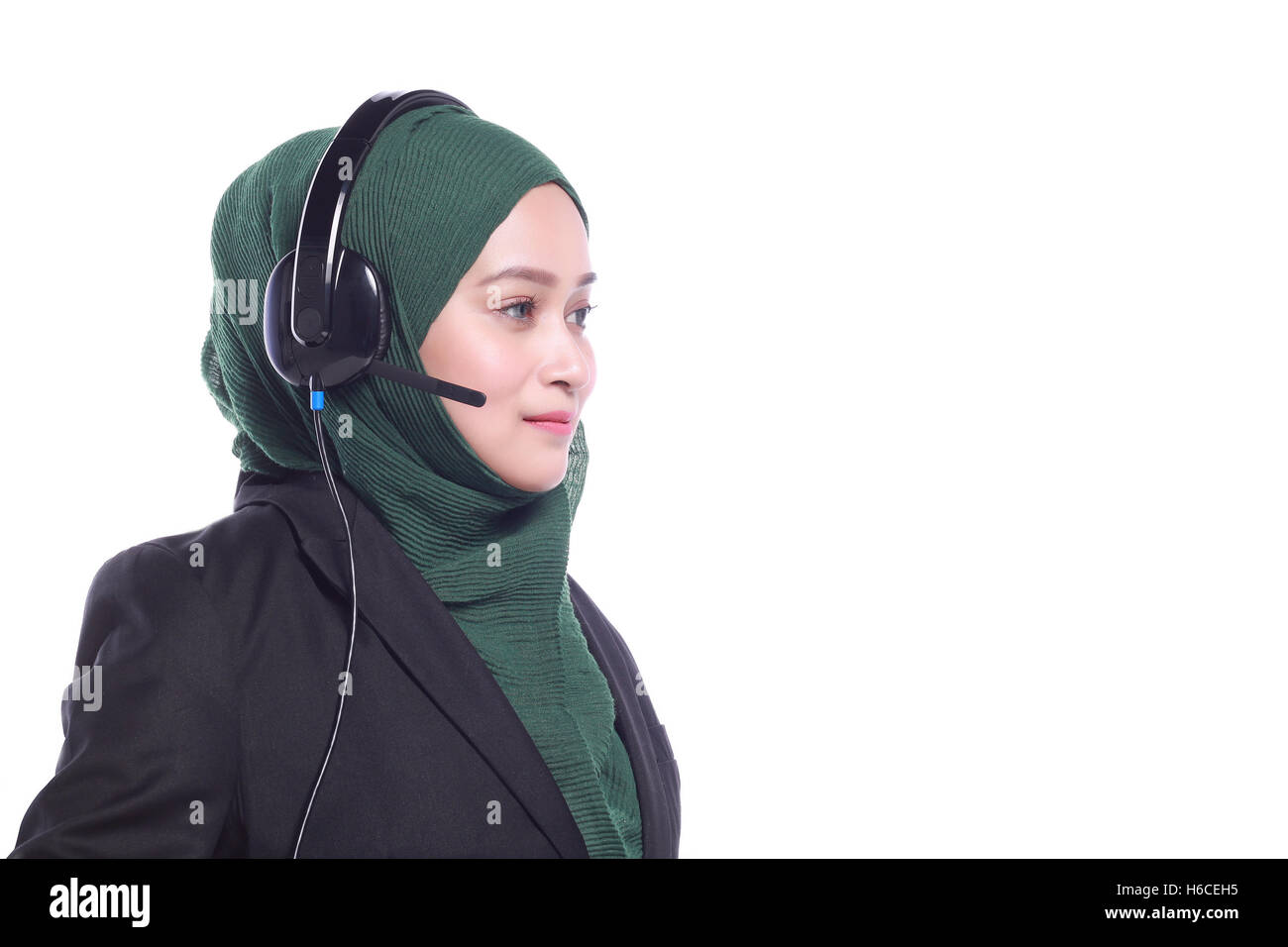 young muslim women helpline operator isolated on white background Stock ...