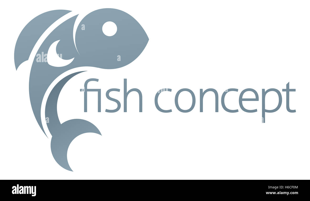 A conceptual illustration of a fish icon with space for text Stock