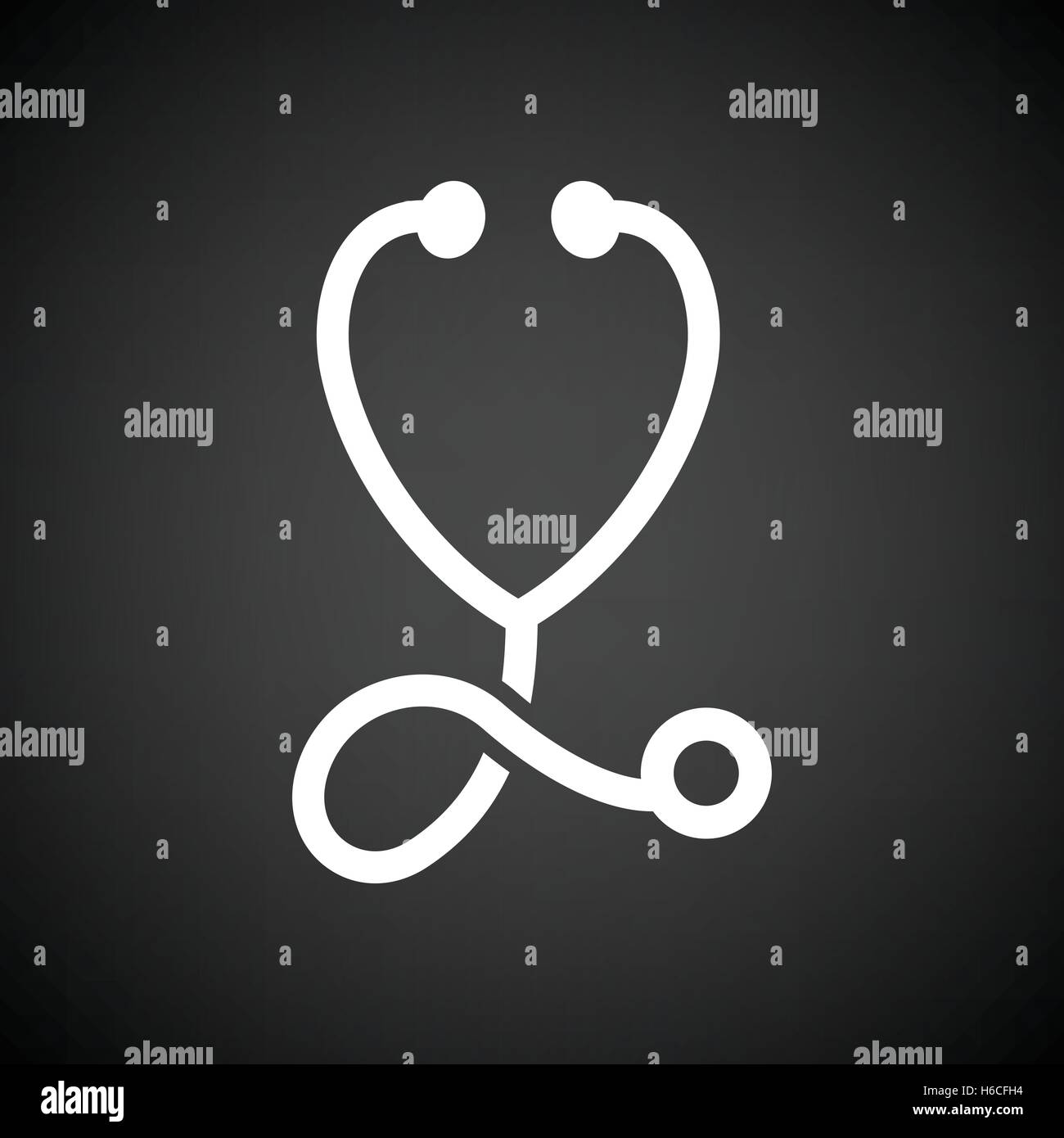 Stethoscope icon. Black background with white. Vector illustration ...