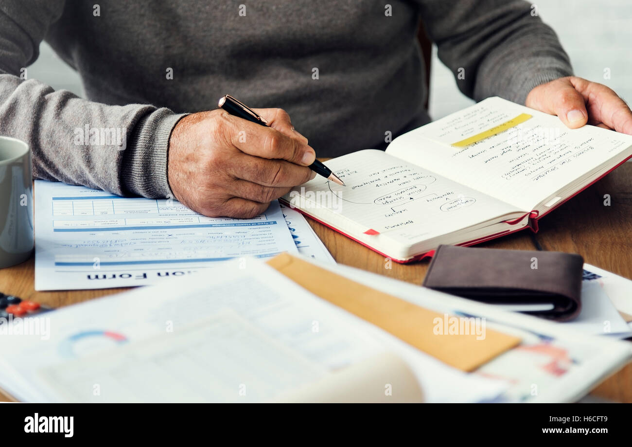 Application Form Filling Paperwork Senior Adult Concept Stock Photo - Alamy