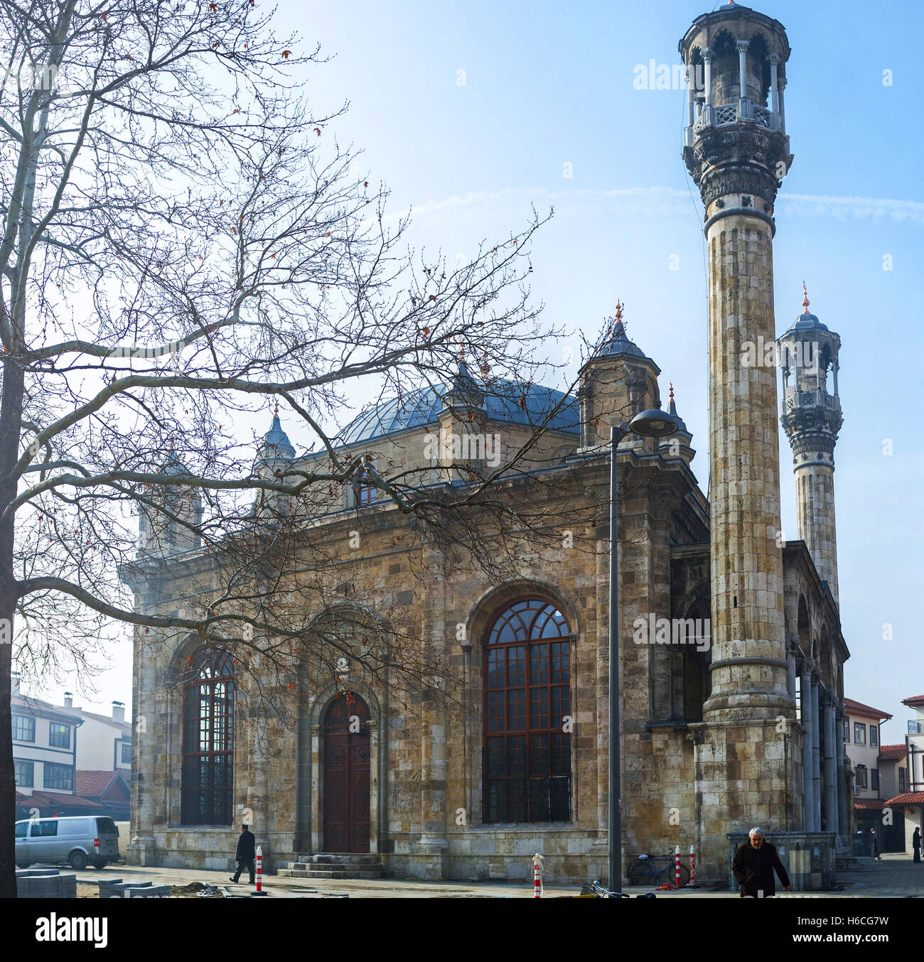 The scenic baroque Aziziye Mosque located in central city district of Karatay and neighbors with the large market Stock Photo