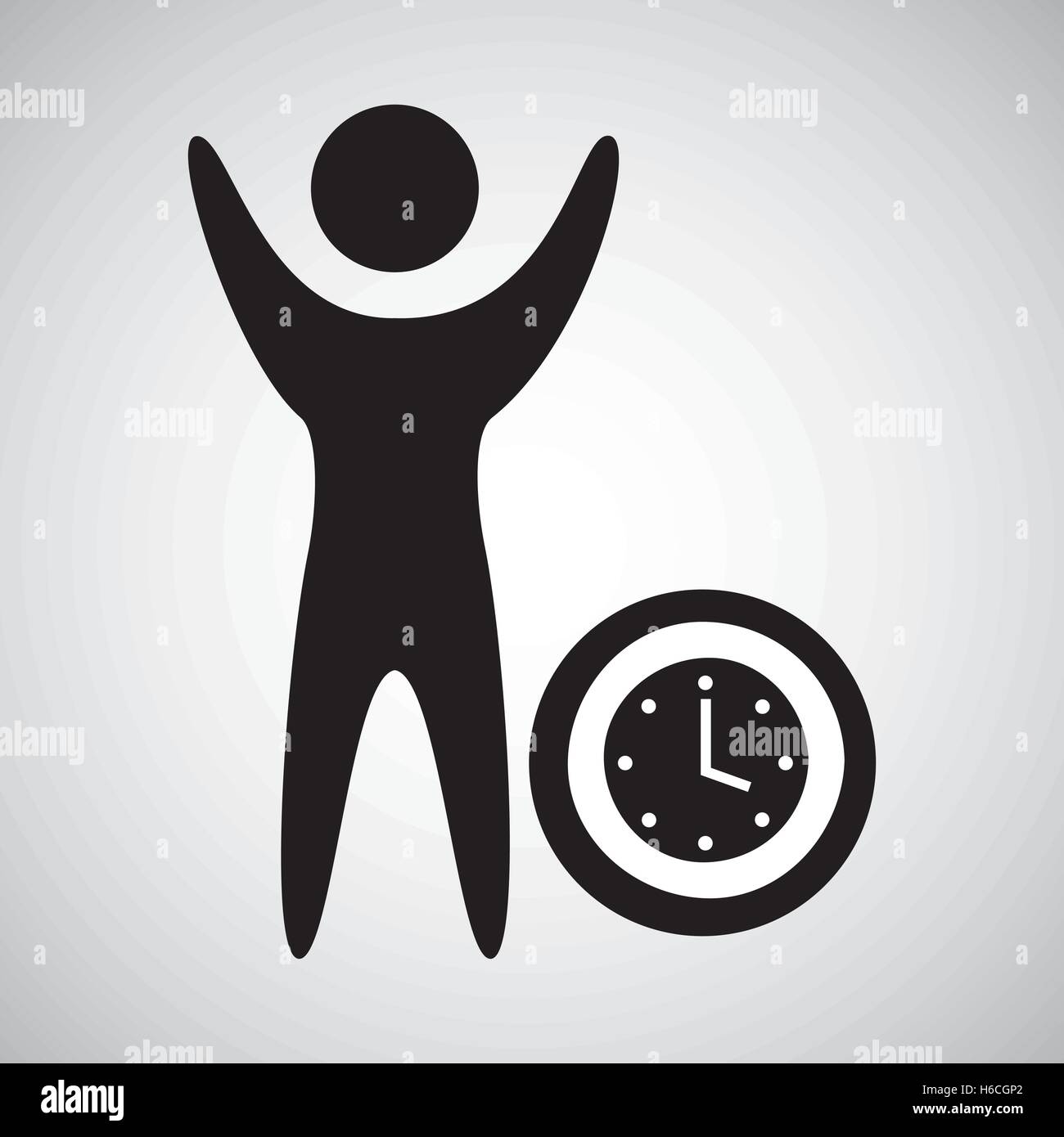 happy man with clock timw icon Stock Vector Image & Art - Alamy