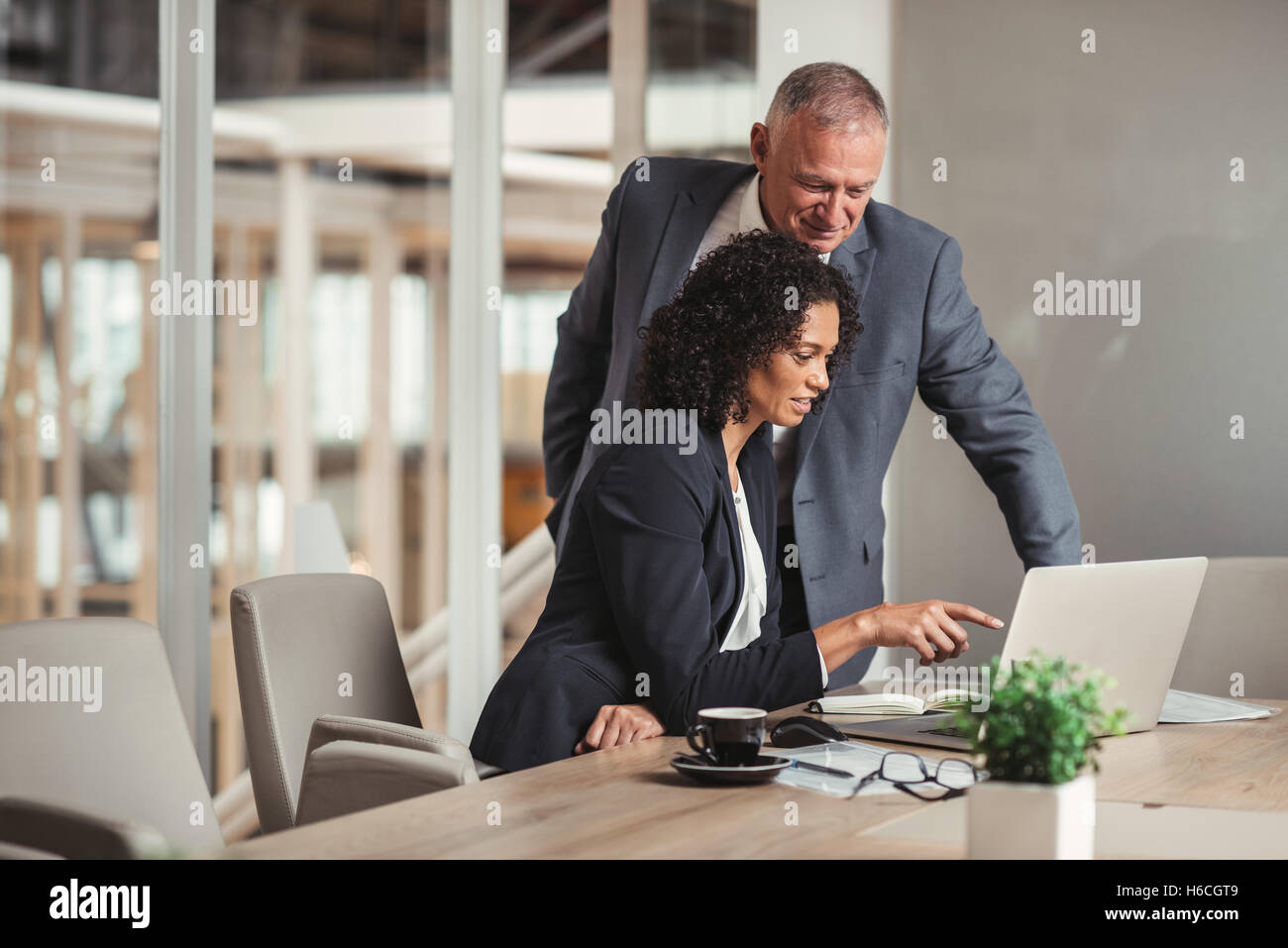 Discussing online business options Stock Photo