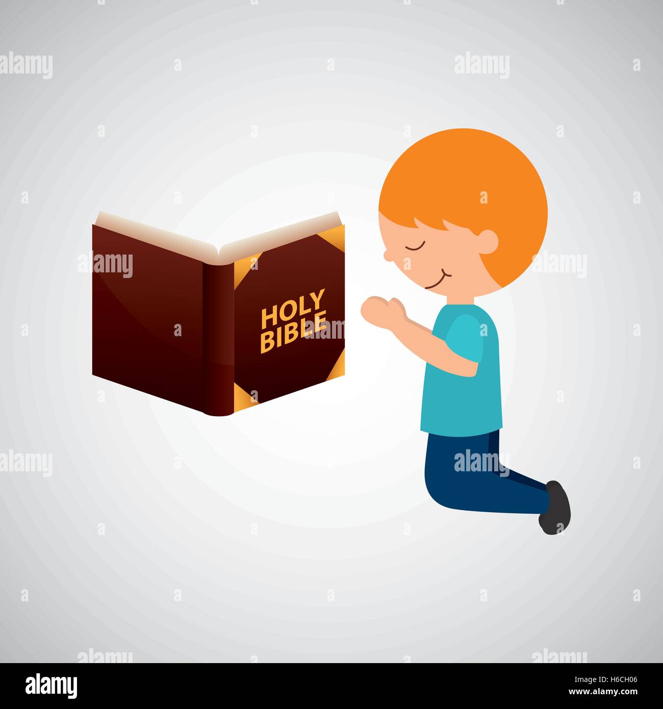 boy kneeling bleesed bible icon Stock Vector Image & Art - Alamy
