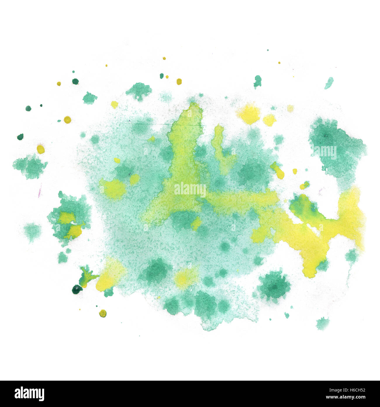 abstract watercolor splash. watercolor drop green yellow isolated blot