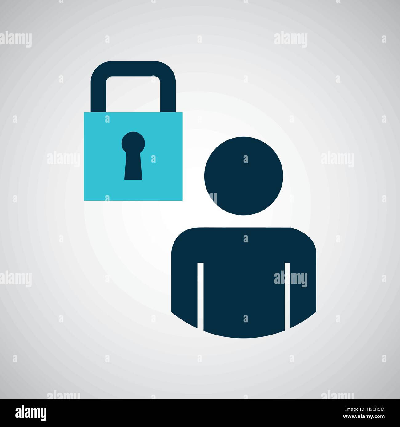 silhouette blue man padlock protection design icon Stock Vector