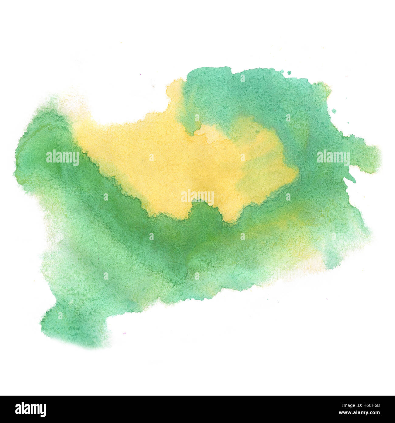 abstract green yellow watercolor splash. Watercolor drop isolated blot