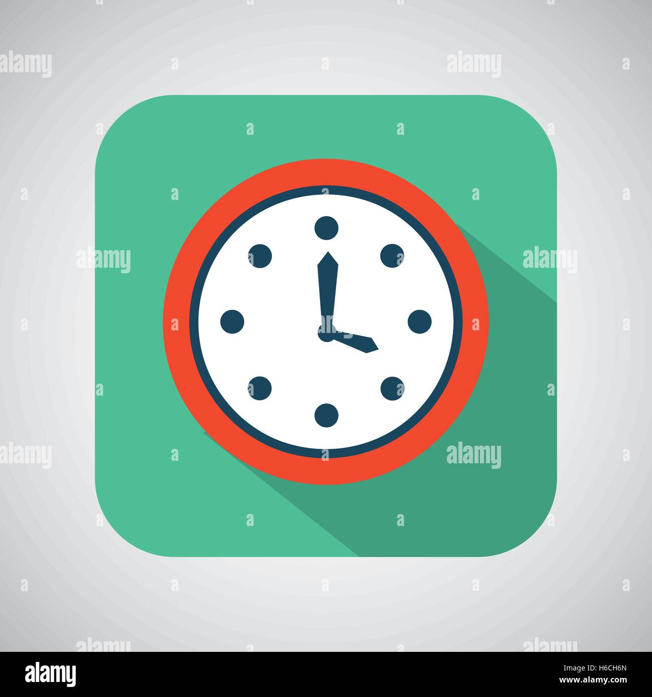 cartoon clock time with shadow and green background Stock Vector Image ...