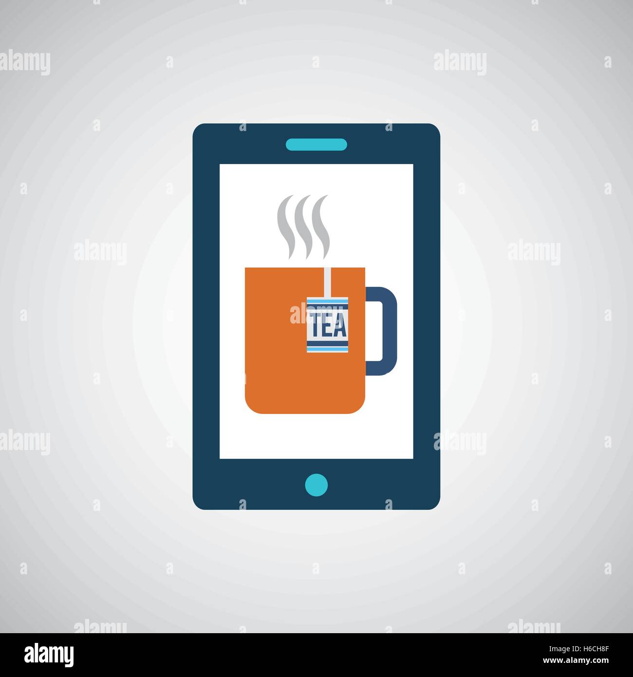 smartphone digital with tea cup hot design isolated Stock Vector Image ...