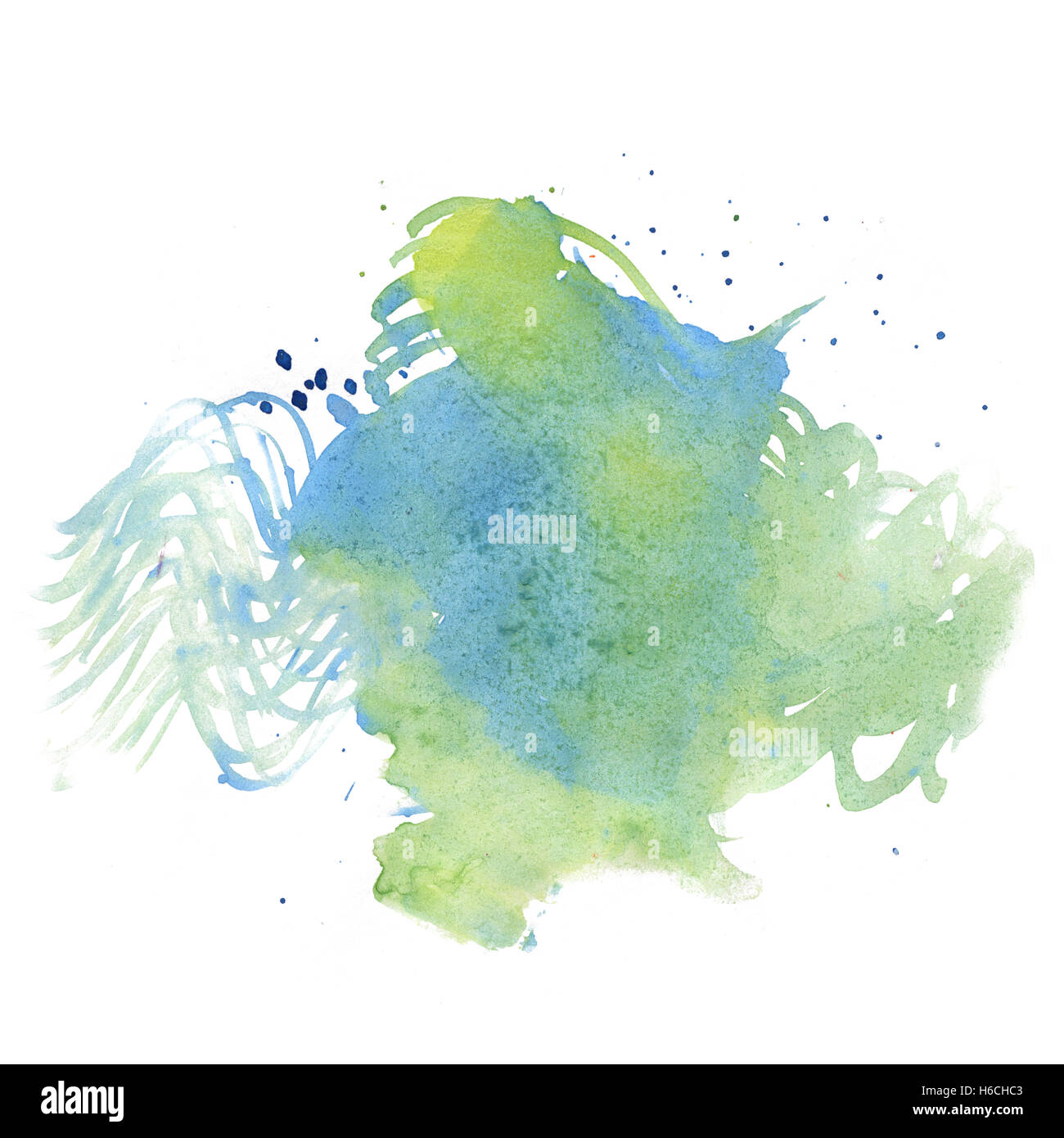 abstract watercolor splash green blue. drop watercolor isolated blot ...