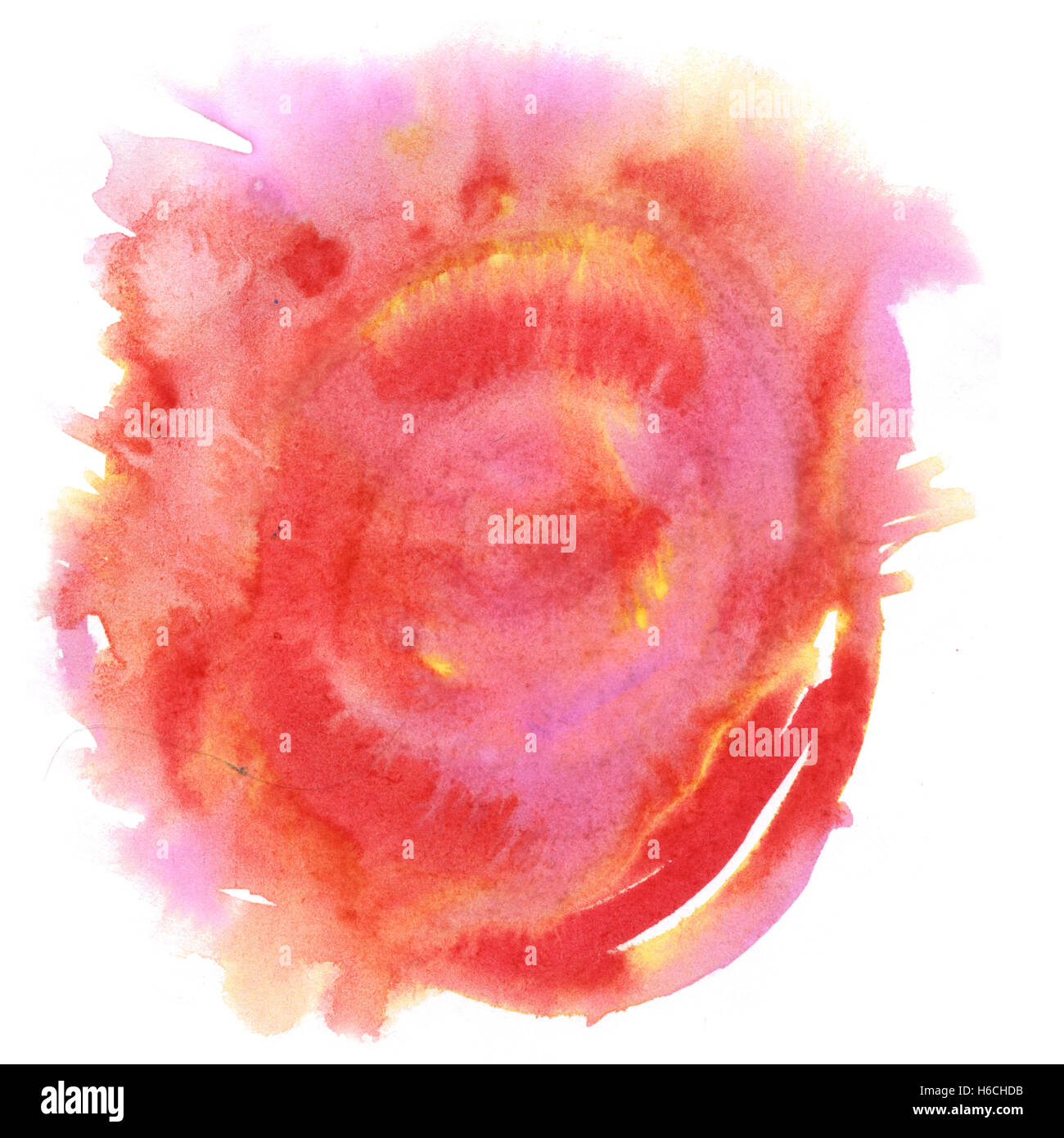 abstract yellow red watercolor splash. Watercolor drop isolated blot ...