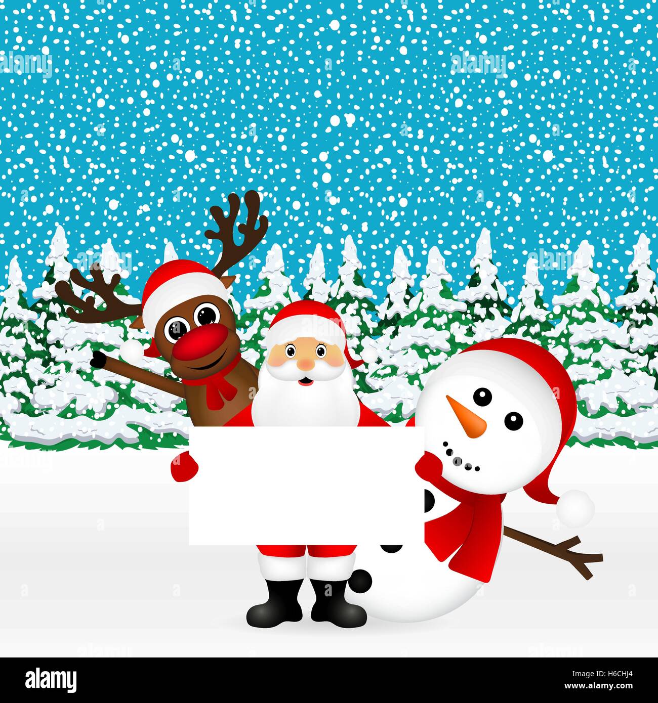 Santa Claus with snowman and reindeer Stock Vector Image & Art - Alamy