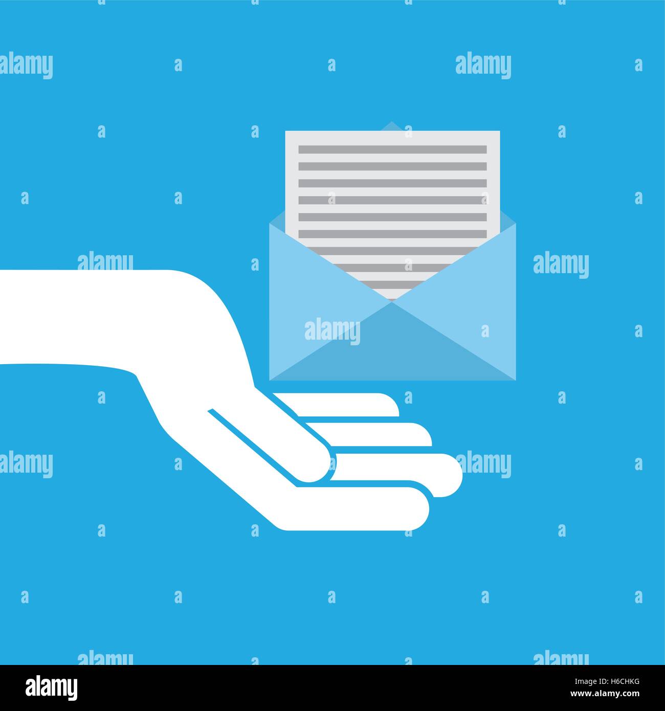 hand hold icon envelope email message design flat isolated Stock Vector ...