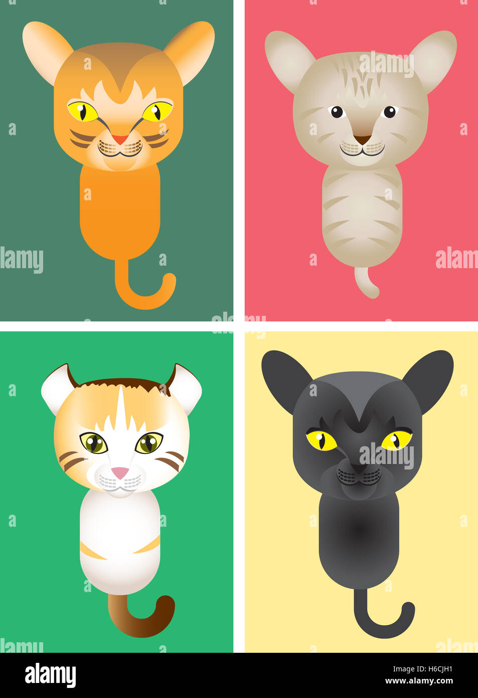 Cute kitty, Vector Illustration Stock Photo - Alamy