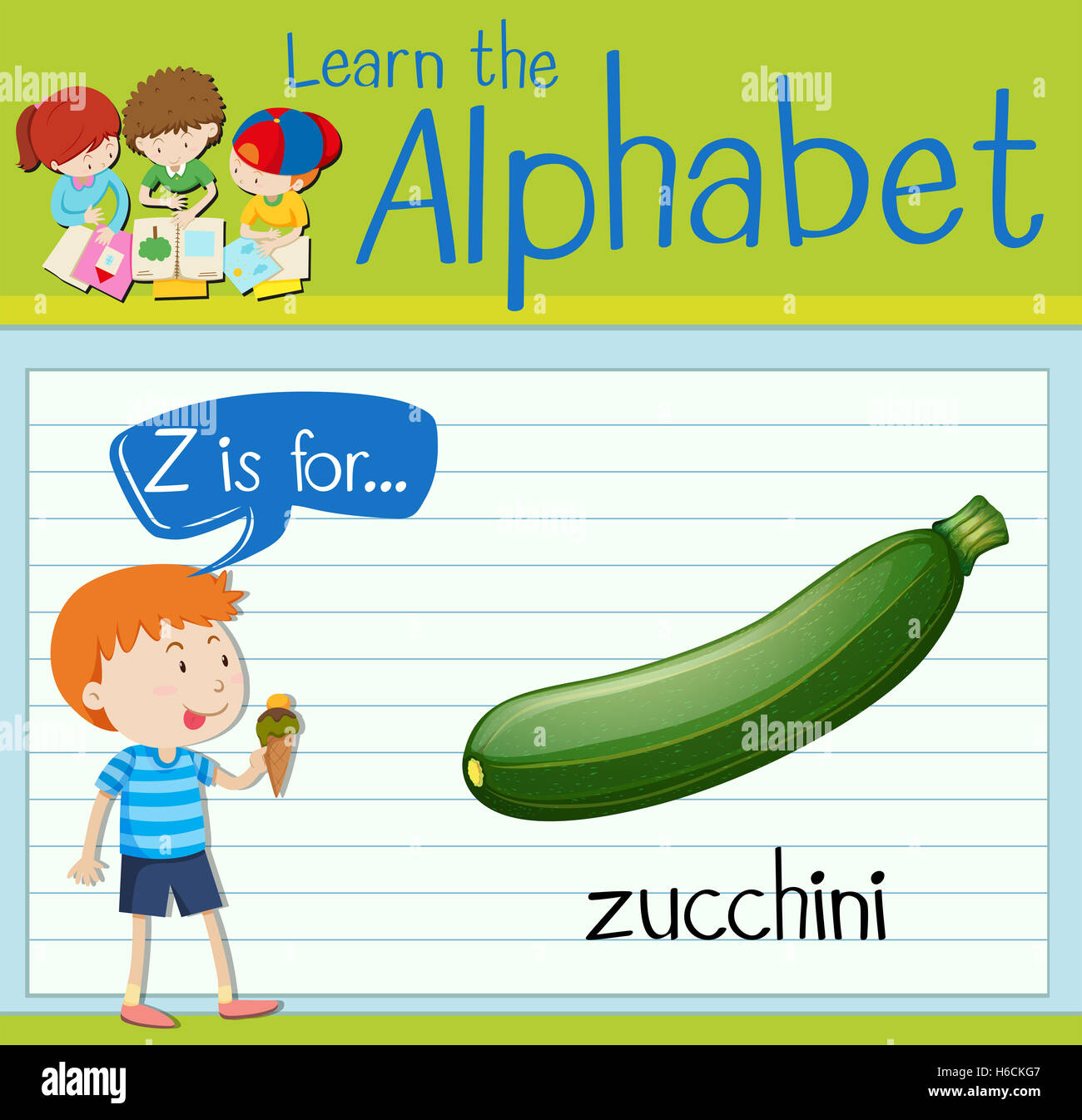 Flashcard letter Z is for zucchini illustration Stock Photo