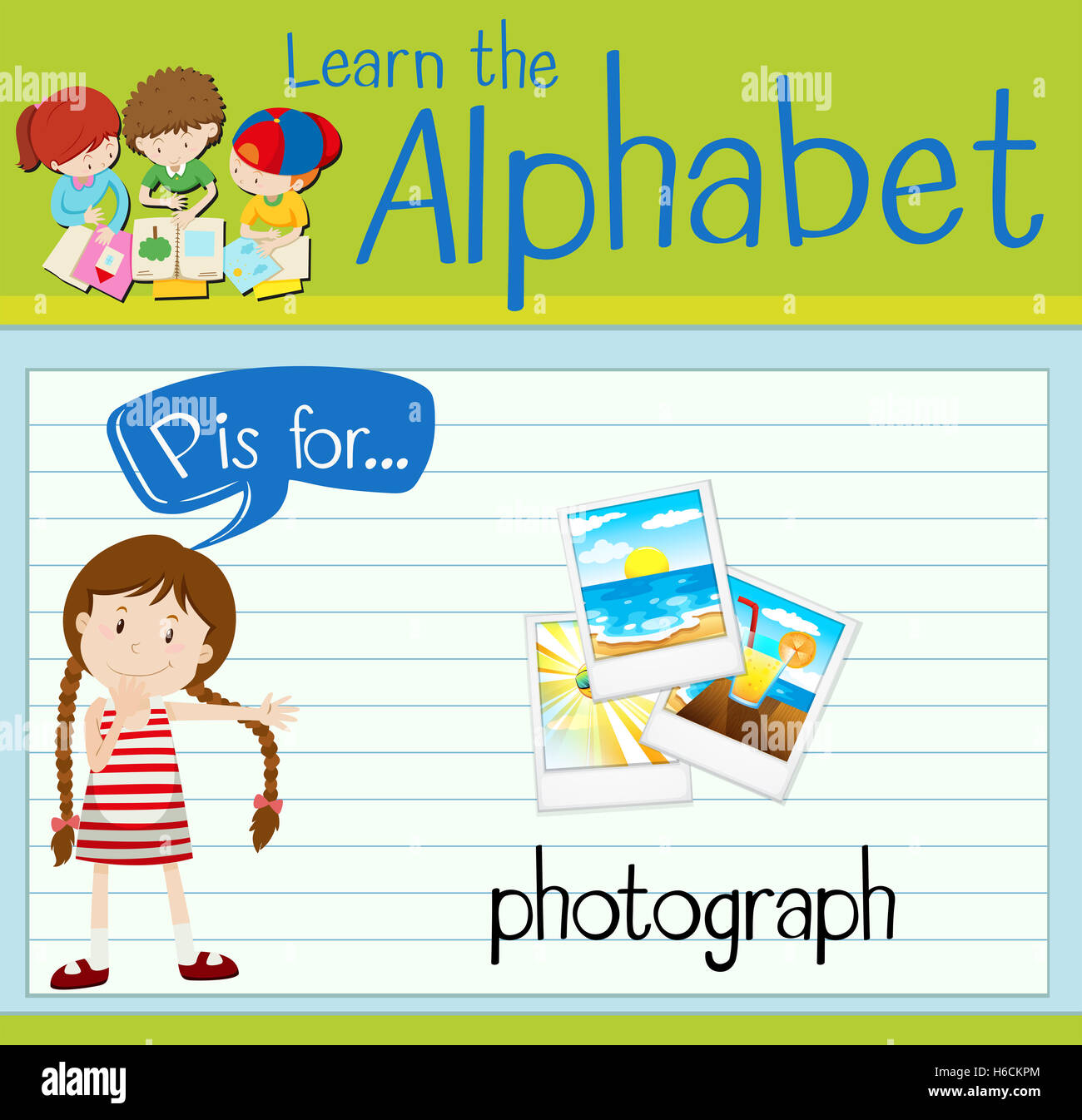 Flashcard alphabet P is for photograph illustration Stock Photo - Alamy
