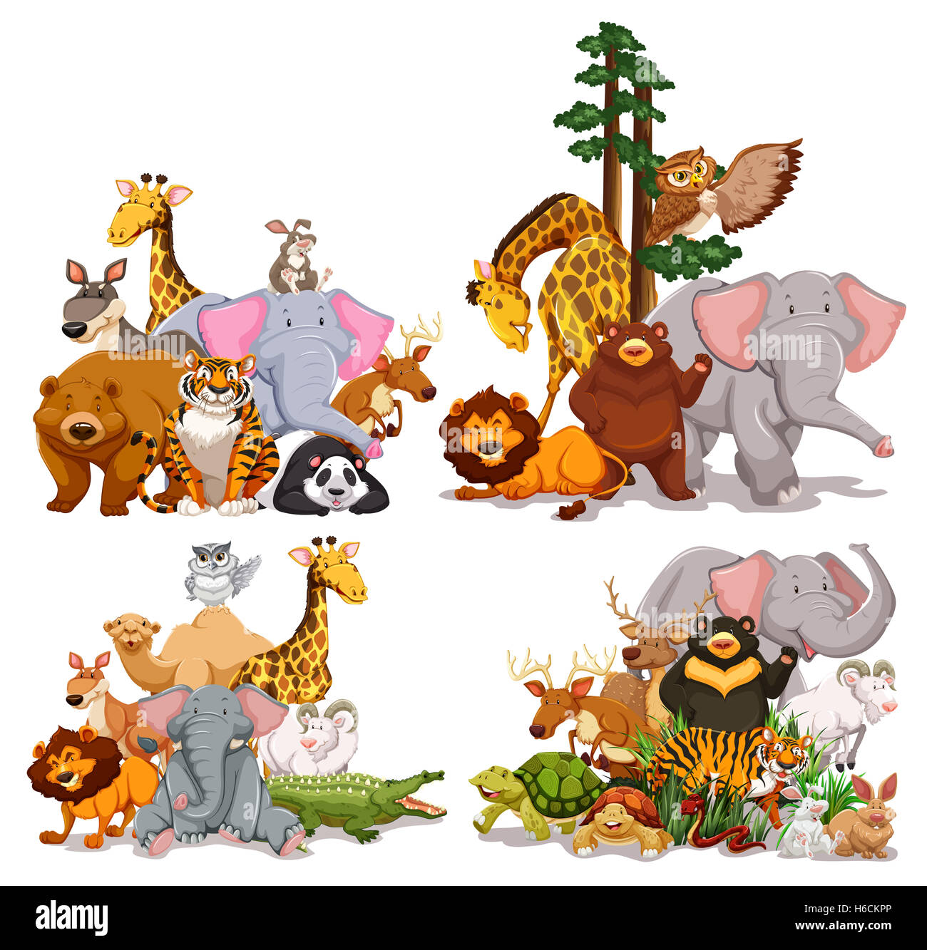 Group of different types of animals illustration Stock Photo - Alamy