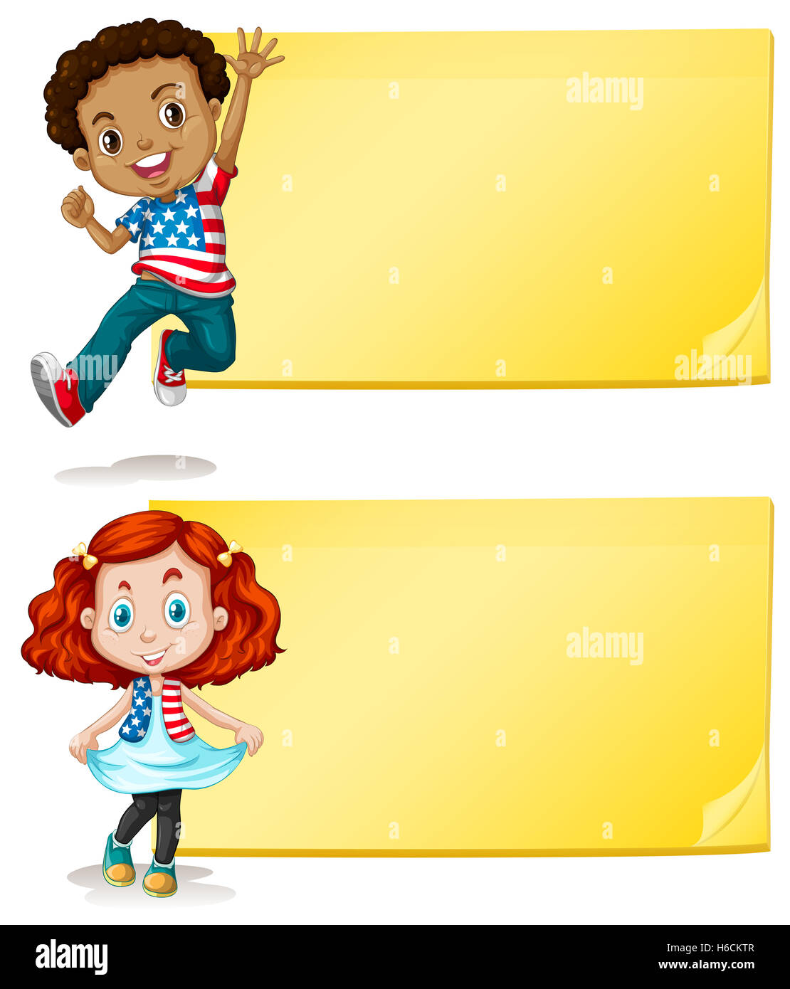 Label design with kids and yellow background illustration Stock Photo -  Alamy